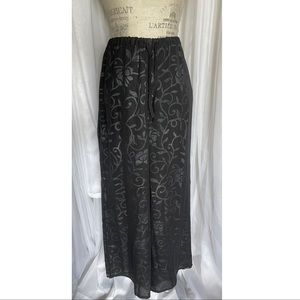 🌹SOLD🌹Vintage Black Sheer Floral Print Wide Leg Pants Lined Size: Large